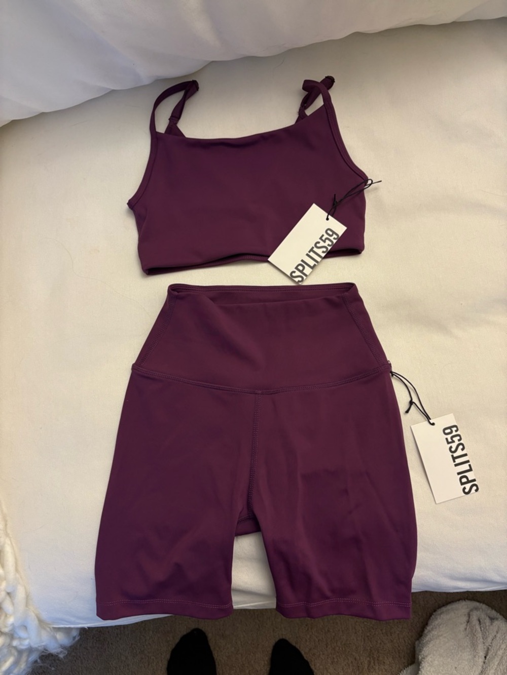 NWT Splits59 Plum Crop Tank and High-Waist Bike Shorts Set